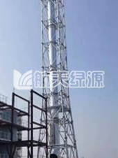 同舟危廢55米圓管塔，內(nèi)1300mm玻璃鋼 耐溫145